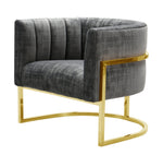 Magnolia Grey Velvet/Gold Finish Metal Accent Chair