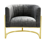 Magnolia Grey Velvet/Gold Finish Metal Accent Chair