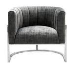 Magnolia Grey Velvet/Silver Finish Metal Accent Chair