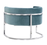 Magnolia Sea Blue Velvet/Silver Finish Metal Accent Chair