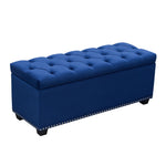 Majestic Royal Blue Velvet Lift-Top Storage Trunk