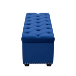 Majestic Royal Blue Velvet Lift-Top Storage Trunk