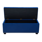 Majestic Royal Blue Velvet Lift-Top Storage Trunk