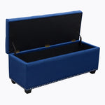 Majestic Royal Blue Velvet Lift-Top Storage Trunk