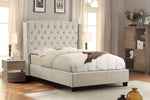 Majestic Tan Velvet Tufted Queen Bed