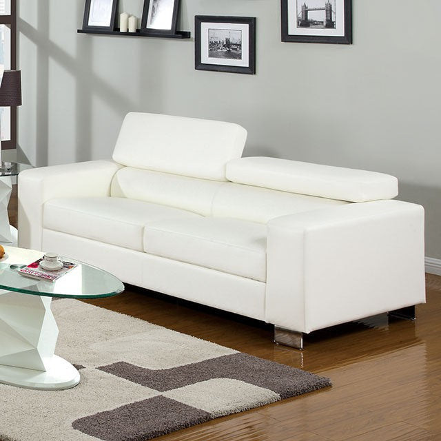 Makri White Bonded Leather Match Sofa