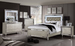 Manar Silver Wood Cal King Bed with LED Light