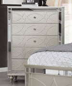 Manar Silver Wood Chest with Mirrored Accents