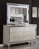 Manar Silver Wood Dresser Mirror w/LED Lights