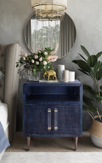 Marco Lacquer Indigo Textured Veneer Side Table