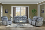 Mariana Silver Gray Fabric Manual Recliner Loveseat with Console