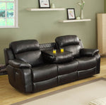 Marille Black Bonded Leather Match Manual Recliner Sofa