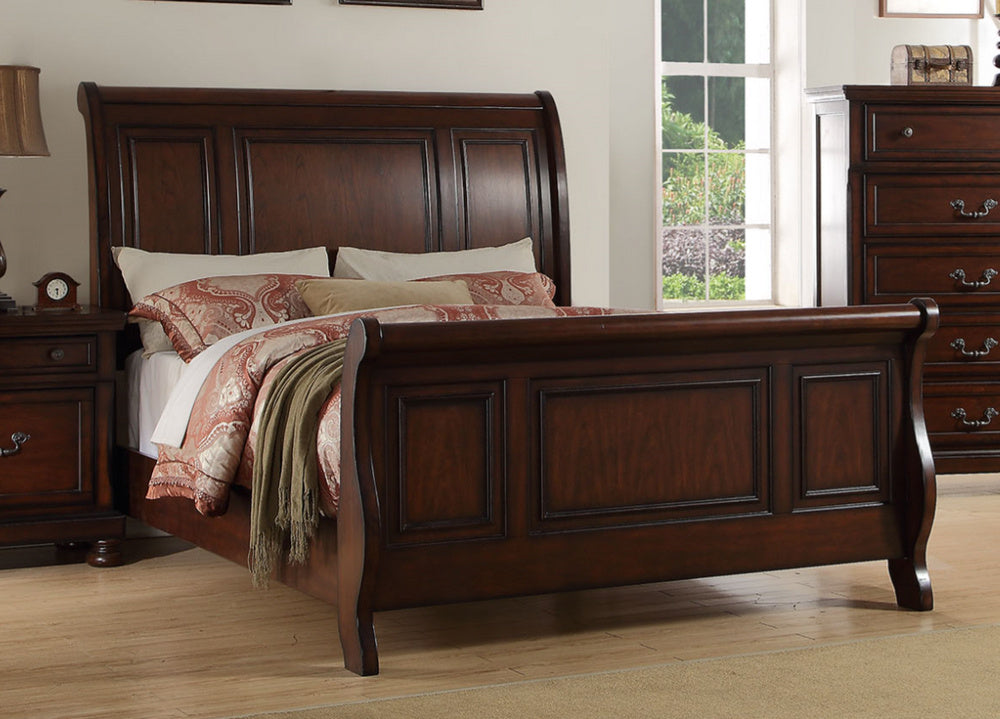 Marvelous Cherry Wood Cal King Sleigh Bed