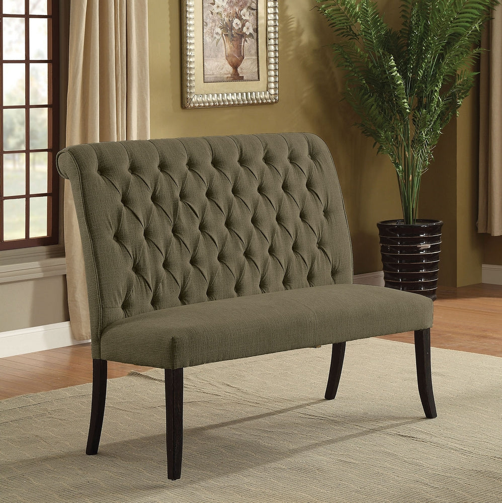 Mashall Gray Chenille Fabric Loveseat Bench