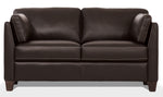 Matias Chocolate Leather Loveseat with Sloped Armrests