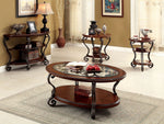 May Brown Cherry Wood/Metal/Glass End Table