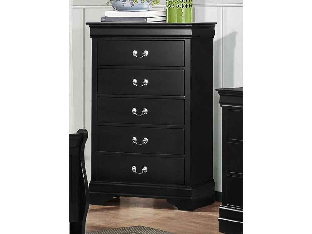 Mayville 5-Drawer Black Wood Chest