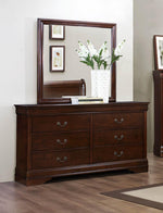 Mayville 6-Drawer Brown Cherry Wood Dresser