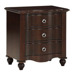 Meghan Espresso Wood 3-Drawer Nightstand