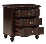 Meghan Espresso Wood 3-Drawer Nightstand