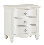 Meghan White Wood 3-Drawer Nightstand