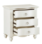 Meghan White Wood 3-Drawer Nightstand