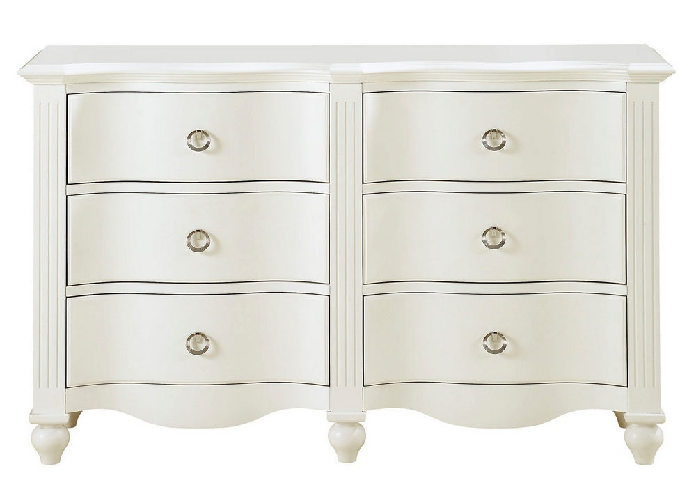 Meghan White Wood 6-Drawer Dresser