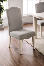 Daniella 2 Antique White Fabric Side Chairs