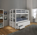 Micah White Wood Twin/Twin Bunk Bed & Trundle with 3 Drawers