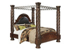 North Shore 7-Pc Dark Brown Wood Cal King Canopy Bedroom Set (Oversized)