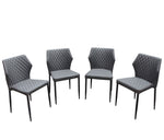 Milo 4 Grey Diamond Tufted Leatherette Side Chairs