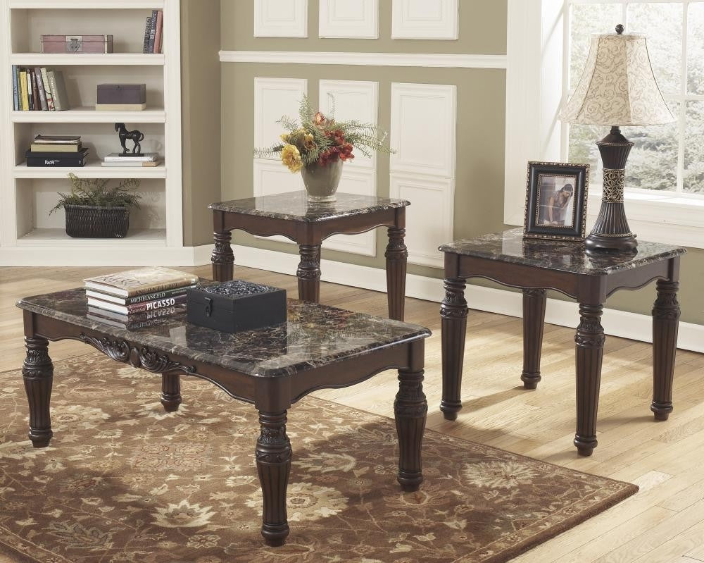 North Shore 3-Pc Dark Brown Wood Coffee Table Set