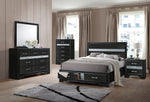 Naima Black Wood King Bed with 2 Storage Drawers