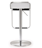 Napoli White Vegan Leather Adjustable Bar Stool