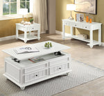 Natesa White Washed Wood End Table with 1 Drawer & Bottom Shelf