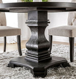 Nerissa Antique Black Wood Round Dining Table