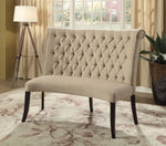 Nerissa Ivory Linen-Like Fabric Loveseat Bench