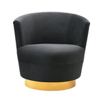 Noah Black Velvet Swivel Accent Chair