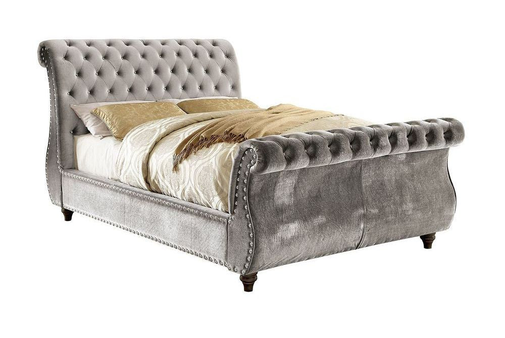 Noella Glam Gray Flannelette Cal King Bed