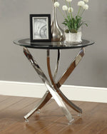 Norwood Chrome End Table with Round Glass Top