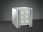 Nysa Mirrored End Table with 3 Drawers & Crystal Inserts