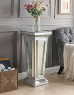 Nysa Mirrored Side Table with Faux Crystals Inlay