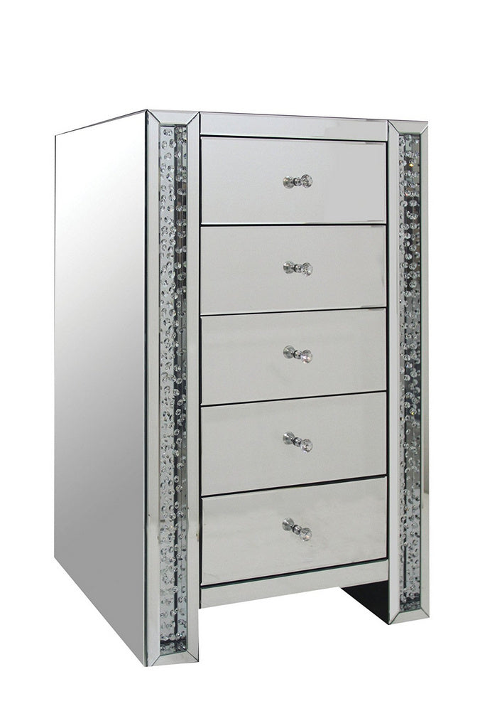 Nysa Mirrored/Glass 5-Drawer Chest