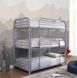 Opal II Silver Metal Twin Triple Bunk Bed