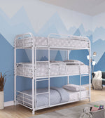 Opal II White Metal Twin Triple Bunk Bed