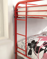 Opal Red Metal Twin over Twin Bunk Bed