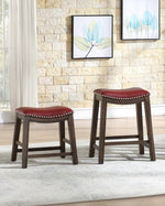 Ordway Red PU Leather/Wood Counter Height Stool