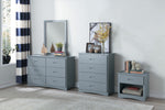 Orion Gray Wood Nightstand with Drawers & Open Shelf