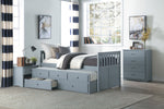 Orion Gray Wood Twin Captains Bed w/Trundle & 2 Drawers