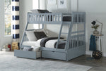 Orion Gray Wood Twin/Full Bunk Bed with Storage